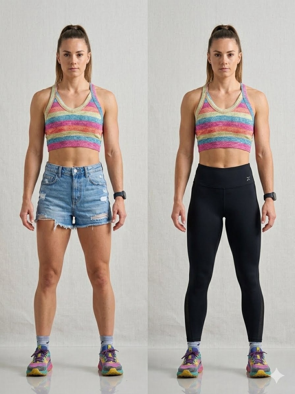 FP Movement by Free People Rainbow Striped Cropped Tank Top